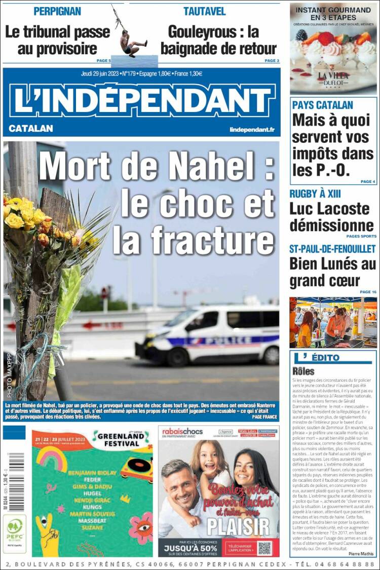 Portada de Le Indépendant (Francia)