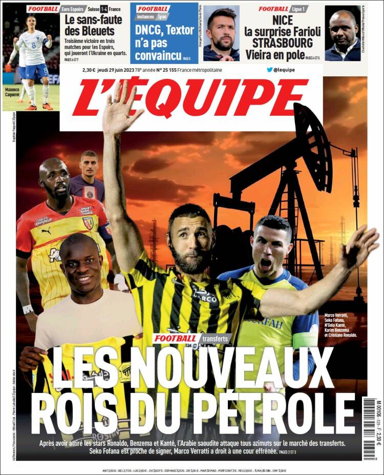 Portada de L'Equipe (Francia)