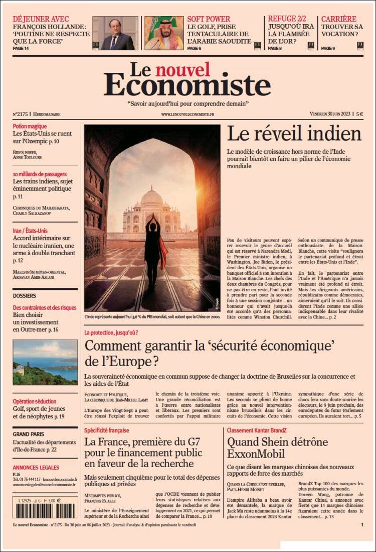 Portada de Le nouvel Economiste (Francia)