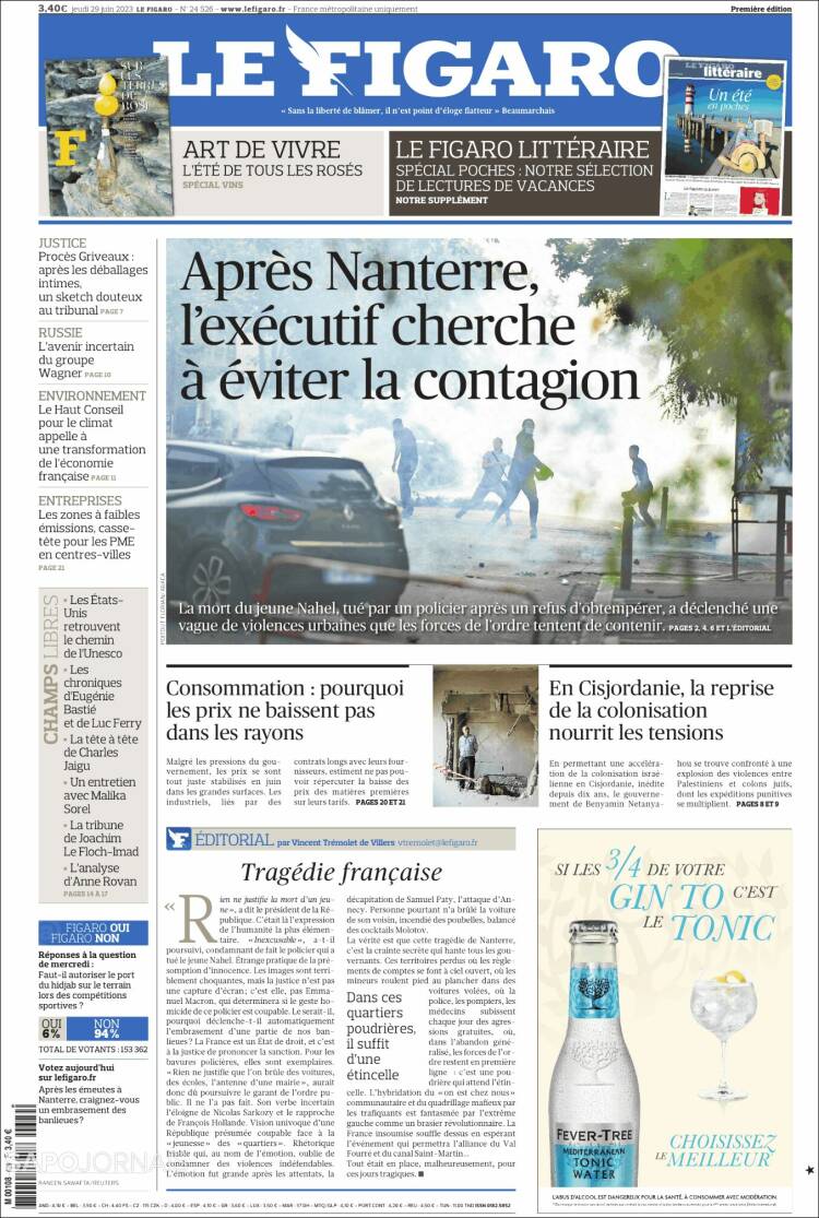 Portada de Le Figaro (Francia)