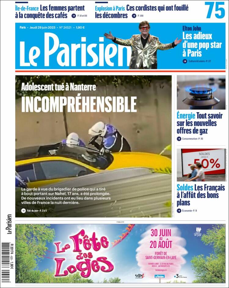 Portada de Le Parisien (Francia)