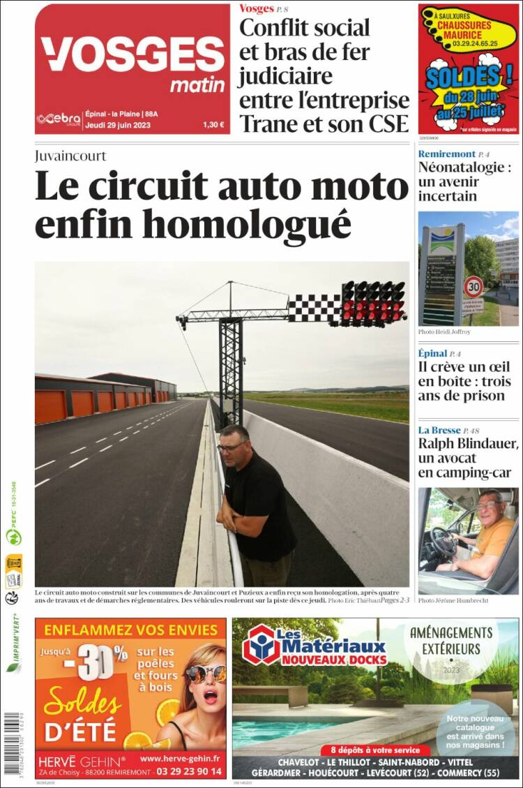 Portada de Vosges Matin (Francia)