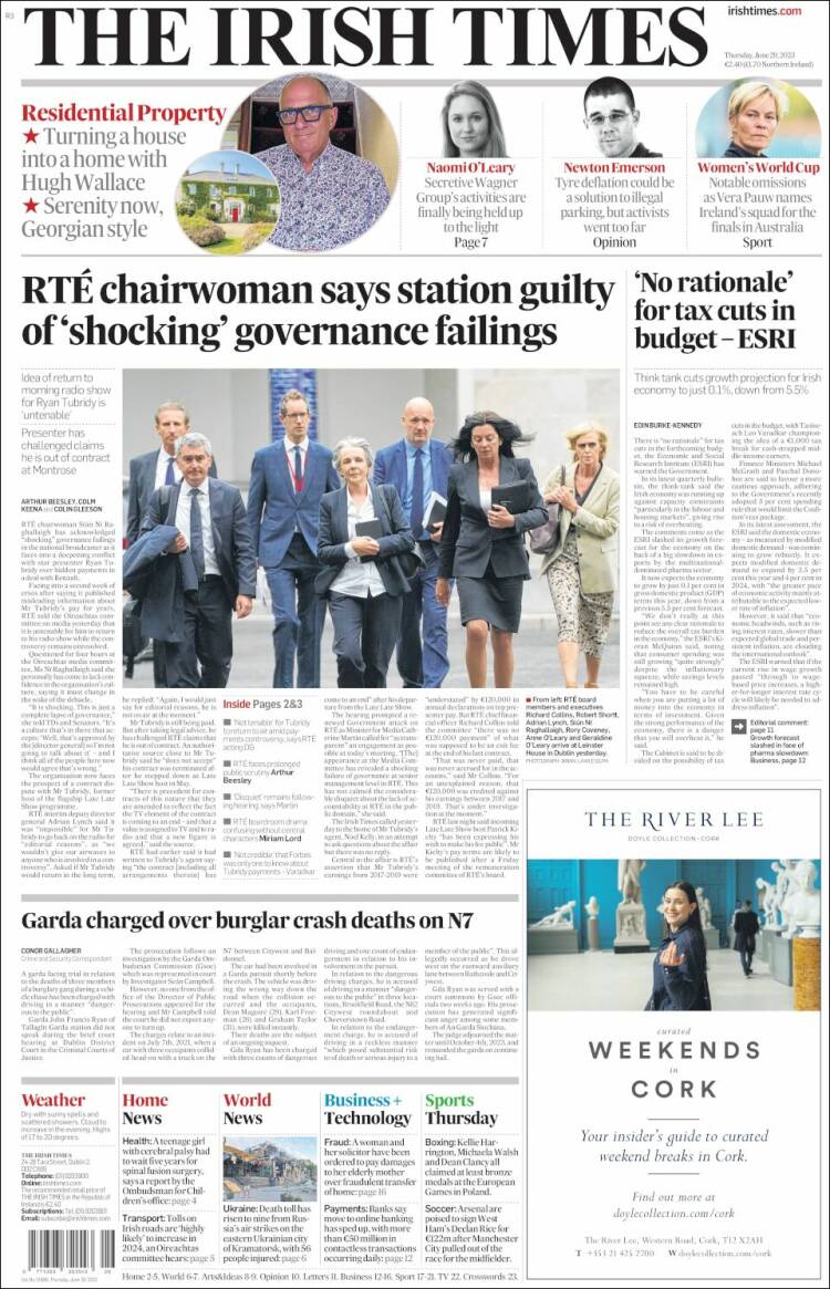 Portada de Irish Times (Irlanda)