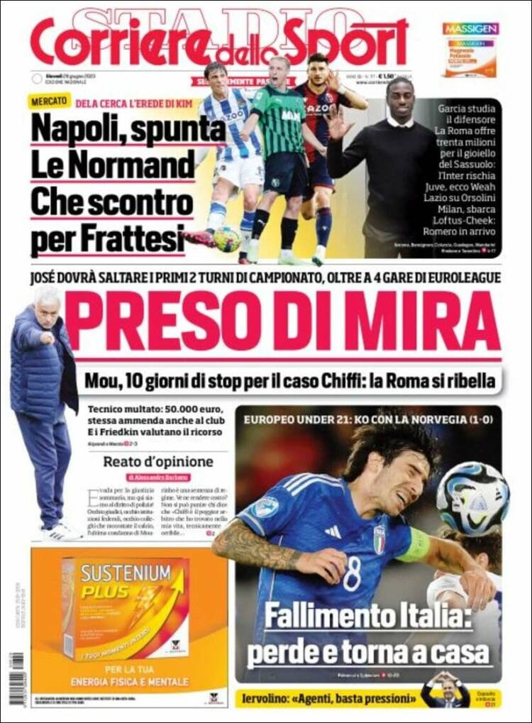 Portada de Corriere dello Sport (Italia)