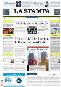 Portada de La Stampa (Italia)