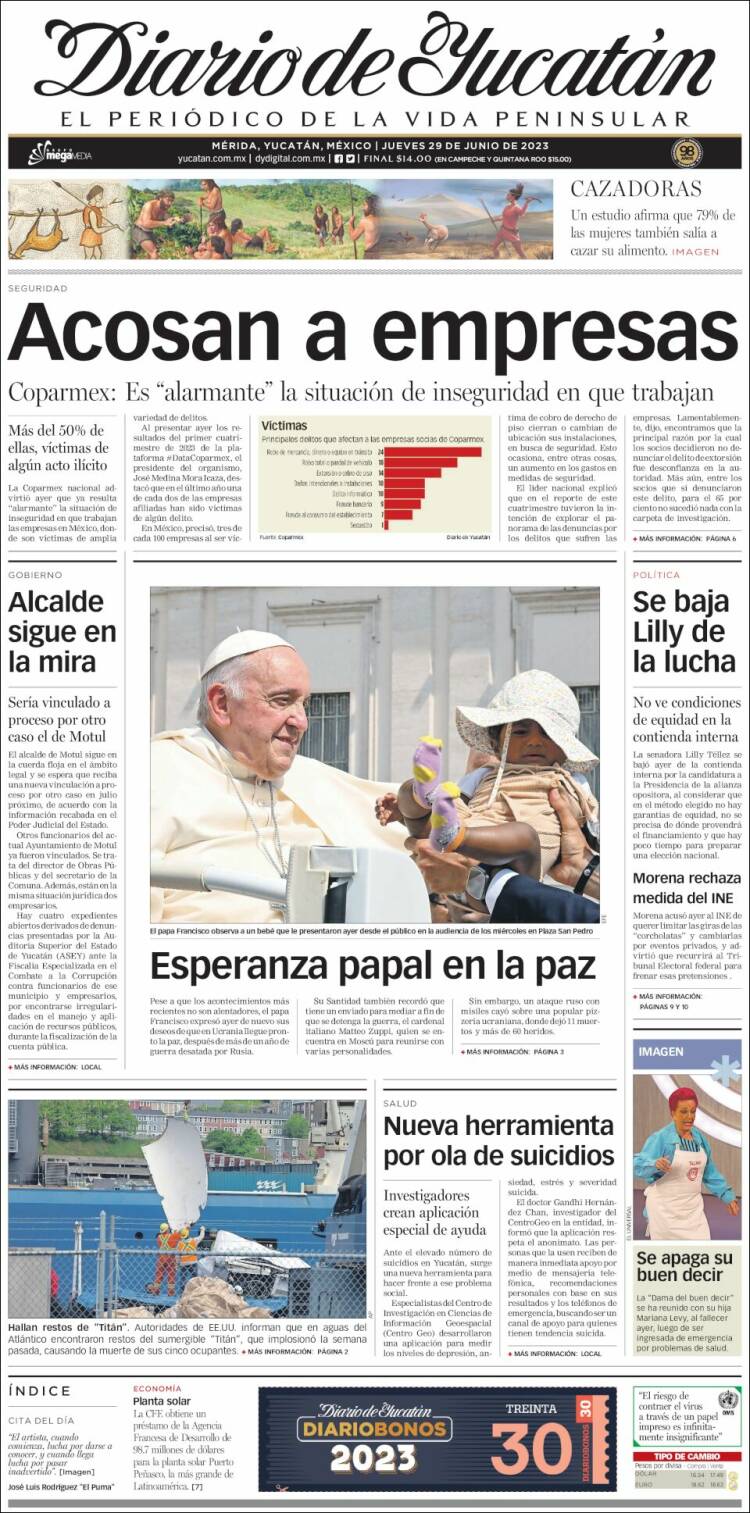 Portada de Diario de Yucatán (México)