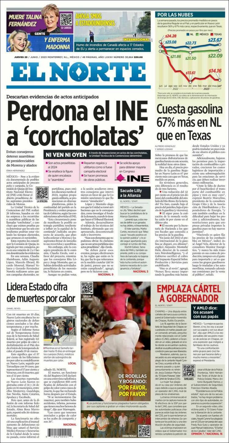 Portada de El Norte (México)