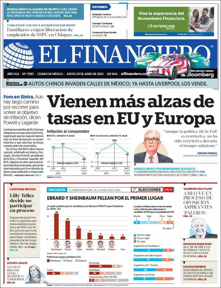 Portada de El Financiero (México)