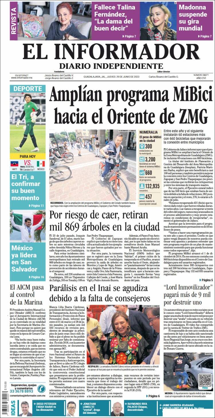 Portada de El Informador (México)