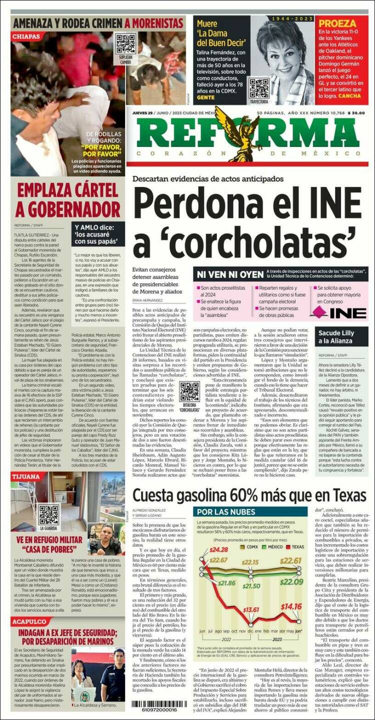 Portada de Reforma (México)