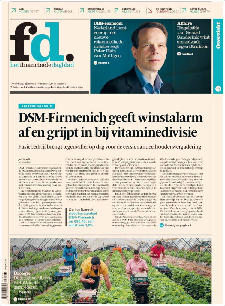 Portada de Het Financieele Dagblad (Pa&iacute;ses Bajos)