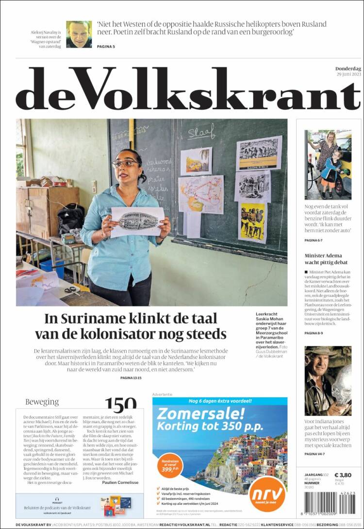 Portada de De Volkskrant (Pa&iacute;ses Bajos)