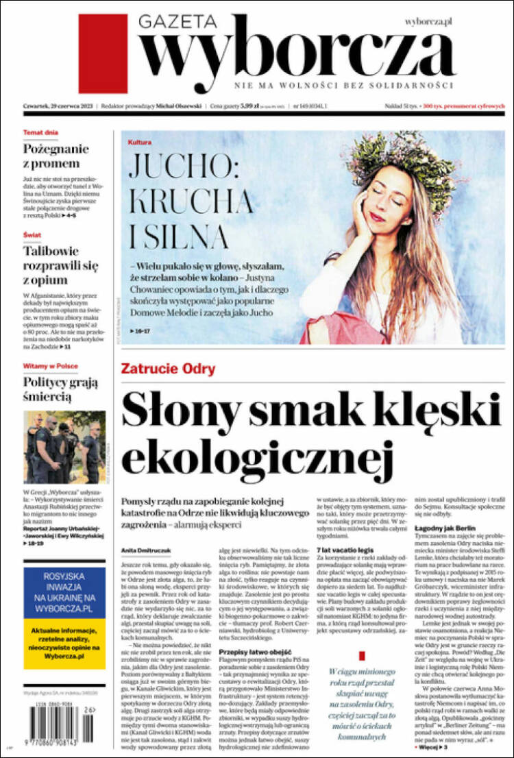 Portada de Gazeta Wyborcza (Polonia)