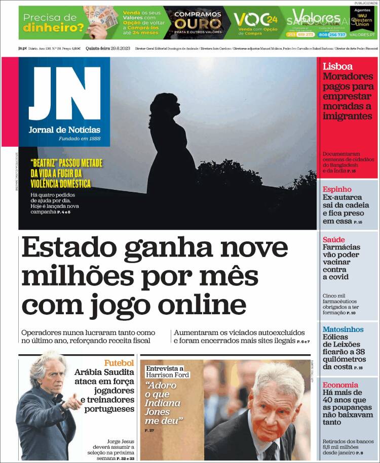 Portada de Jornal de Notícias (Portugal)