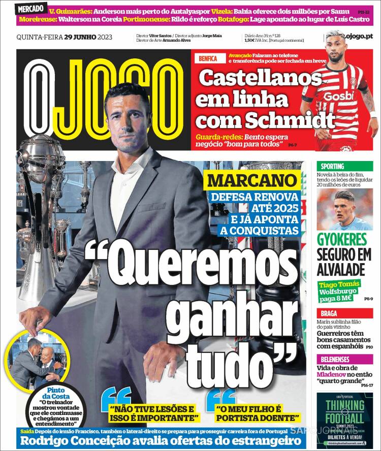 Portada de O Jogo (Portugal)