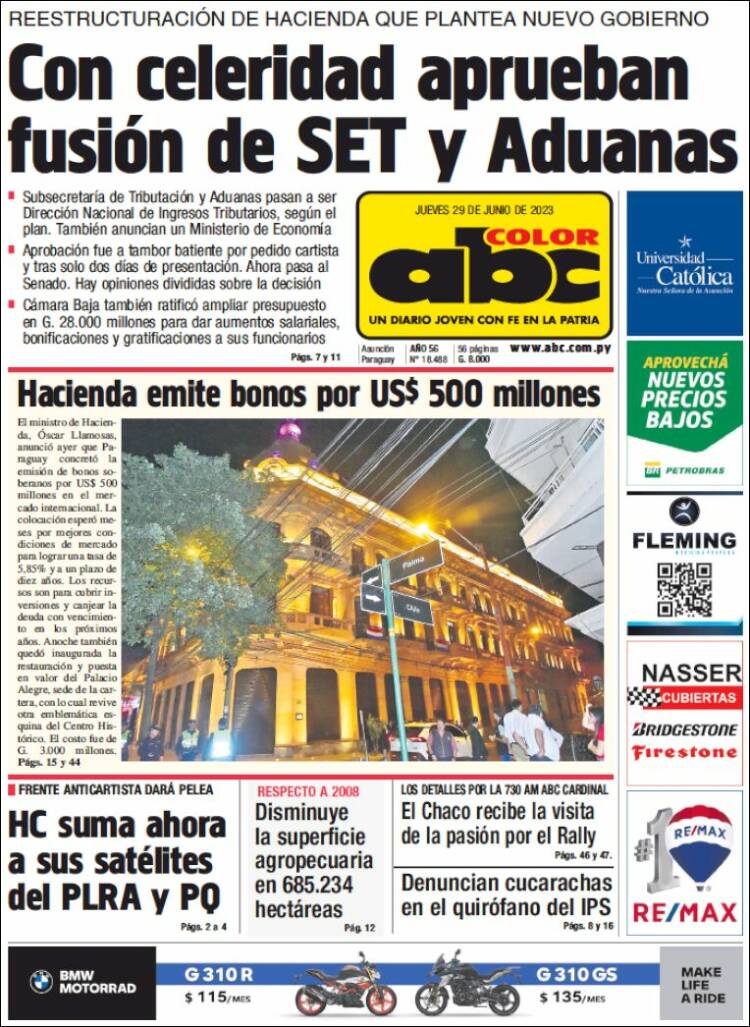 Portada de ABC Color (Paraguay)