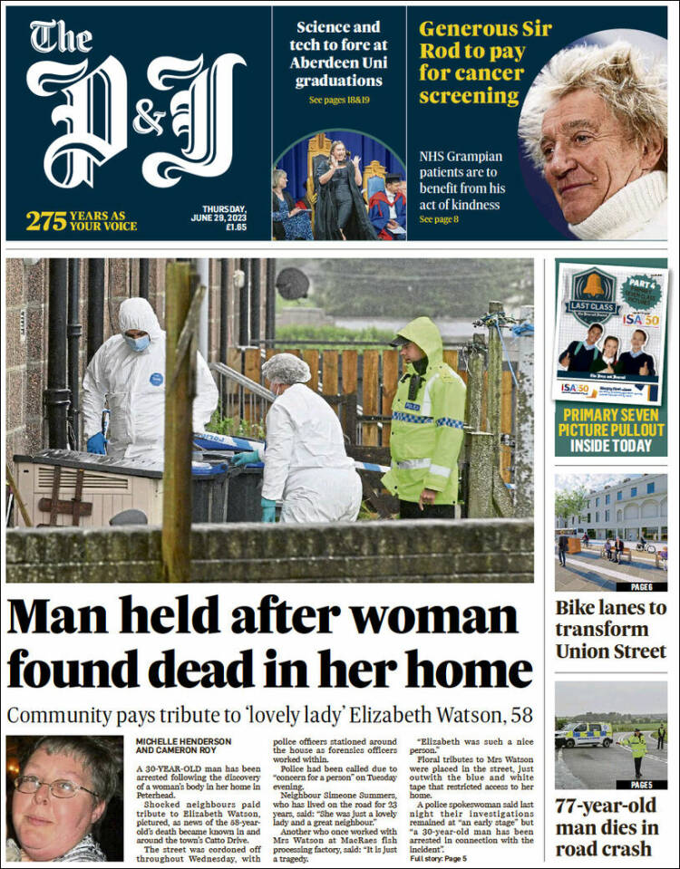 Portada de The Press and Journal (Reino Unido)