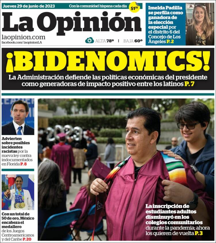 Portada de La Opinión (USA)