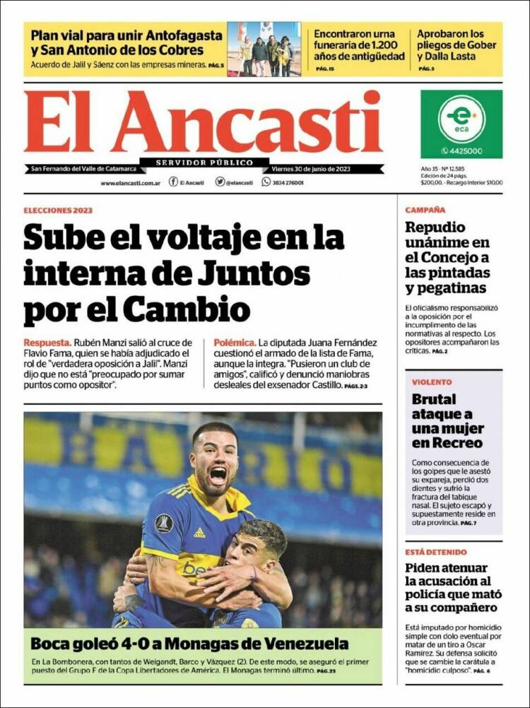 Portada de El Ancasti (Argentina)