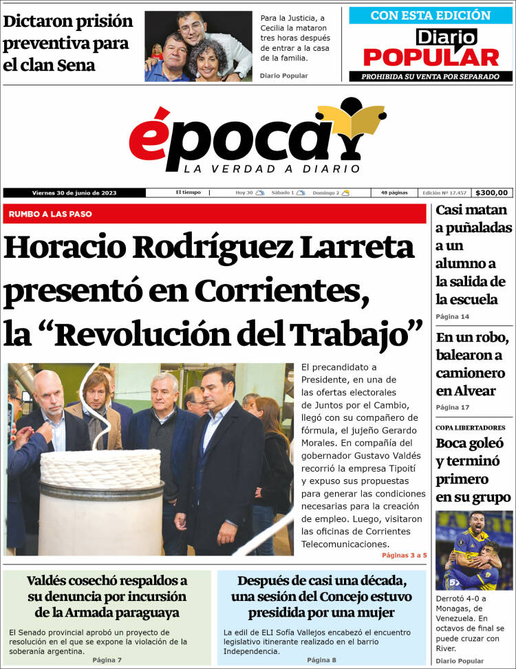 Portada de Diario Época (Argentina)