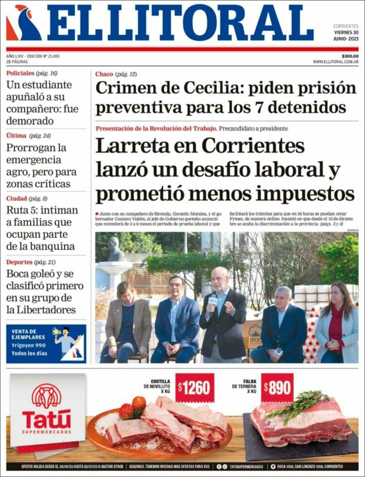 Portada de El Litoral Corrientes (Argentina)