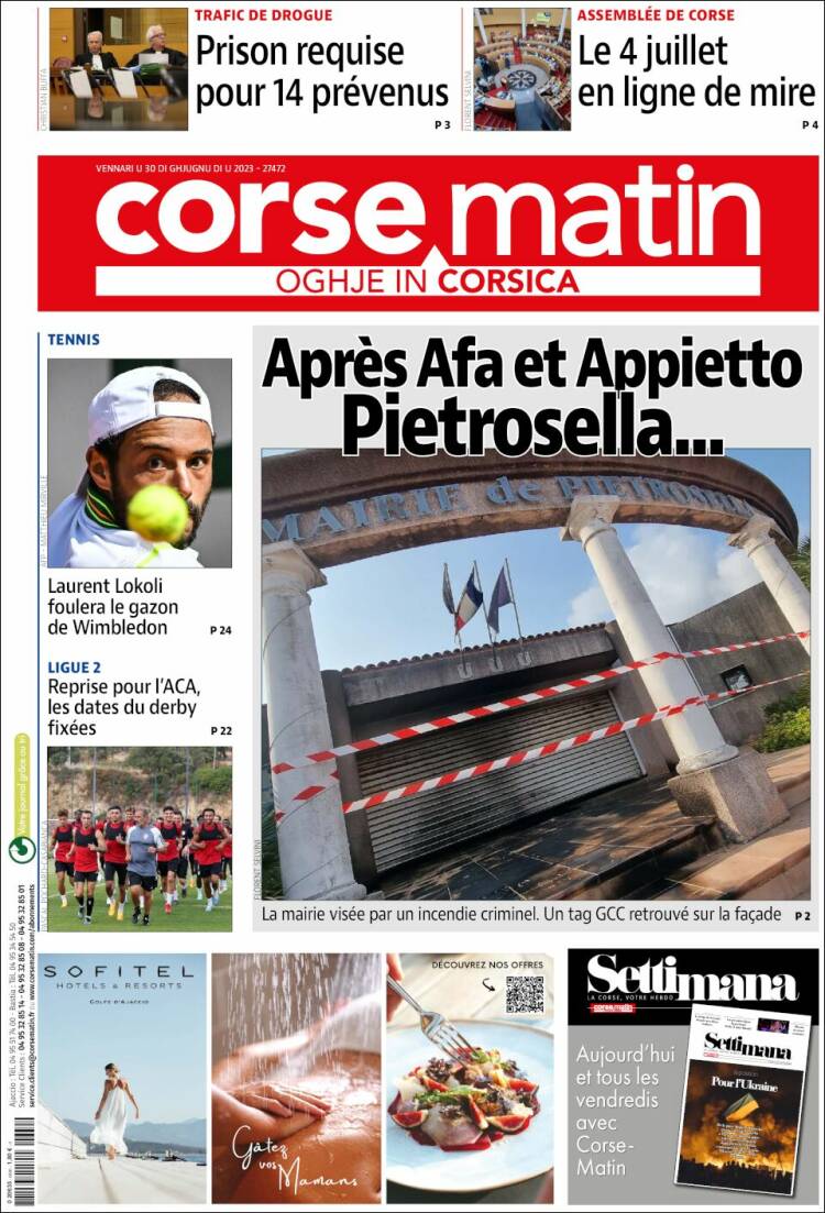 Portada de Corse-Matin (Francia)