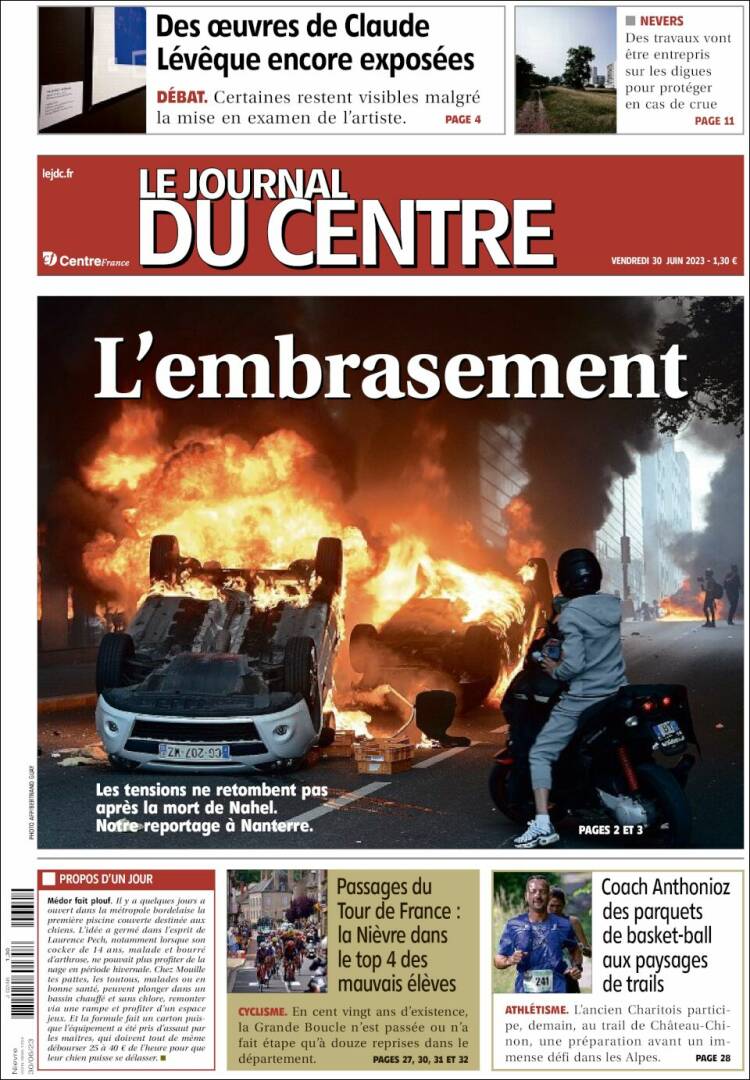 Portada de Le Journal du Centre (Francia)