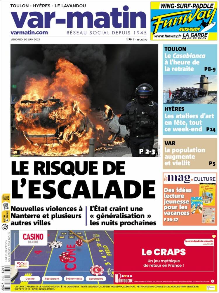 Portada de Var-Matin (Francia)