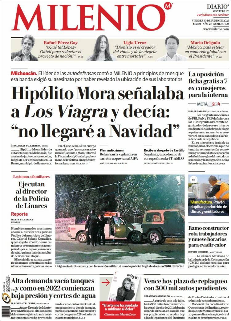 Portada de Milenio de Monterrey (México)