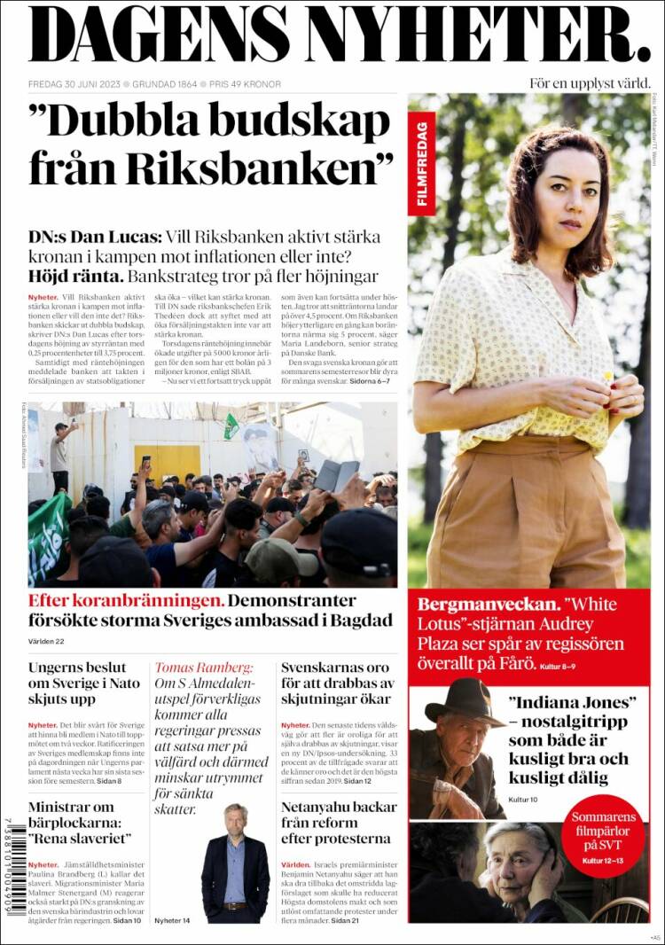 Portada de Dagens Nyheter (Suecia)