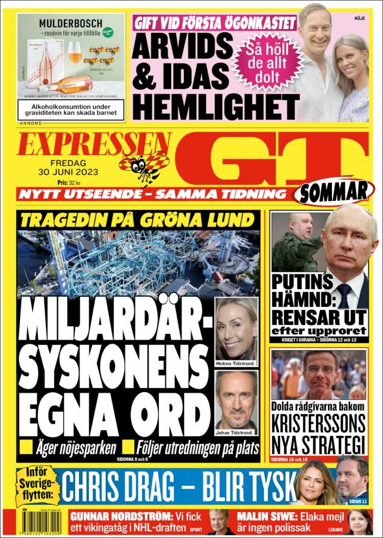 Portada de Göteborgstidningen (Suecia)