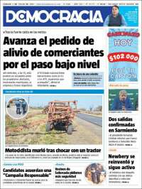 Portada de Diario Democracia (Argentina)