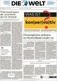 Portada de Die Welt (Alemania)