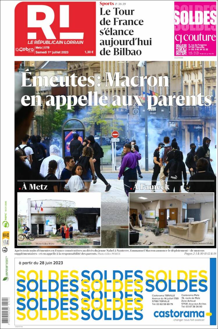 Portada de Le Republicain Lorrain (Francia)