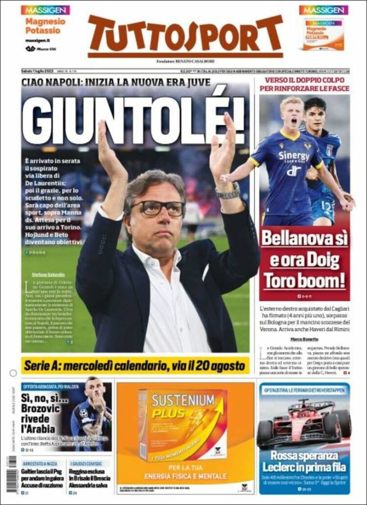 Portada de Tuttosport (Italia)