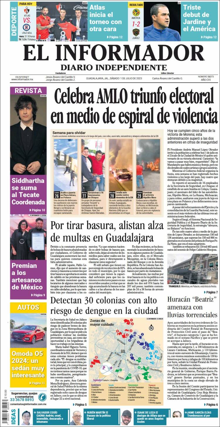 Portada de El Informador (M&eacute;xico)