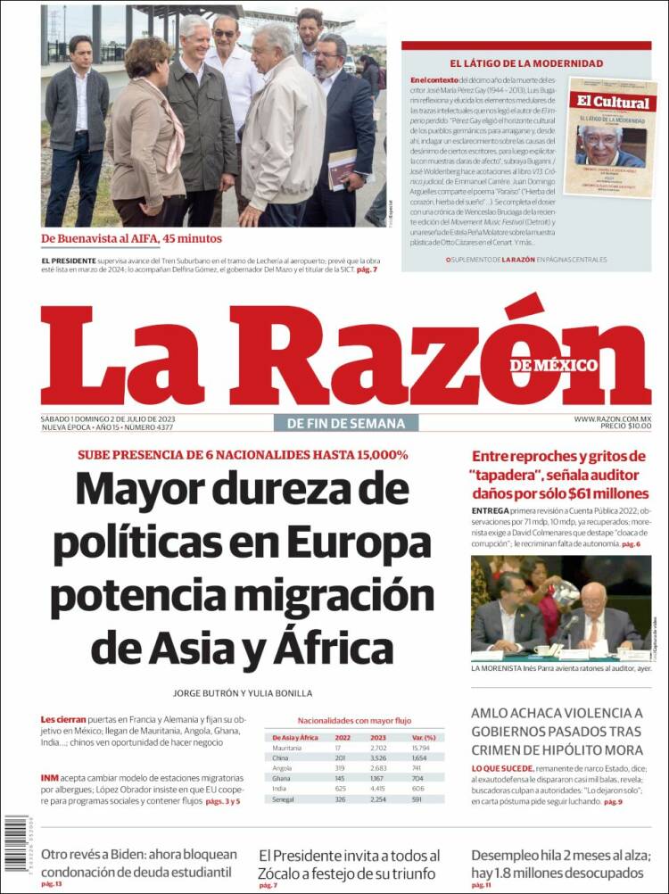 Portada de La Razón (M&eacute;xico)