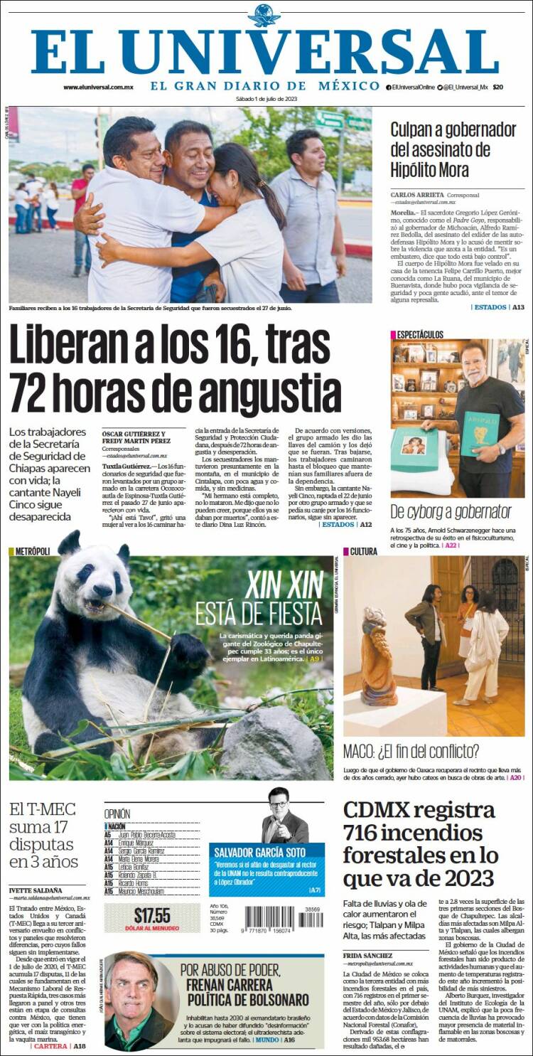 Portada de El Universal (M&eacute;xico)