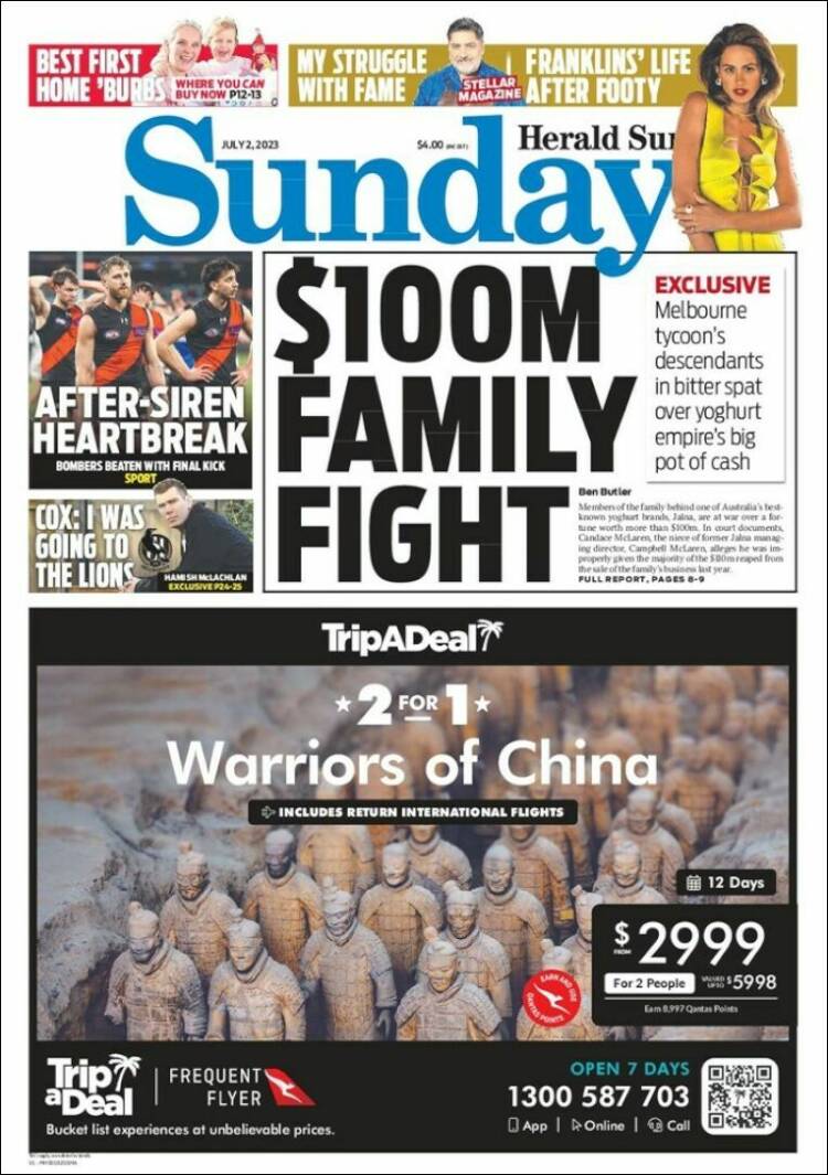 Portada de Herald Sun (Australia)