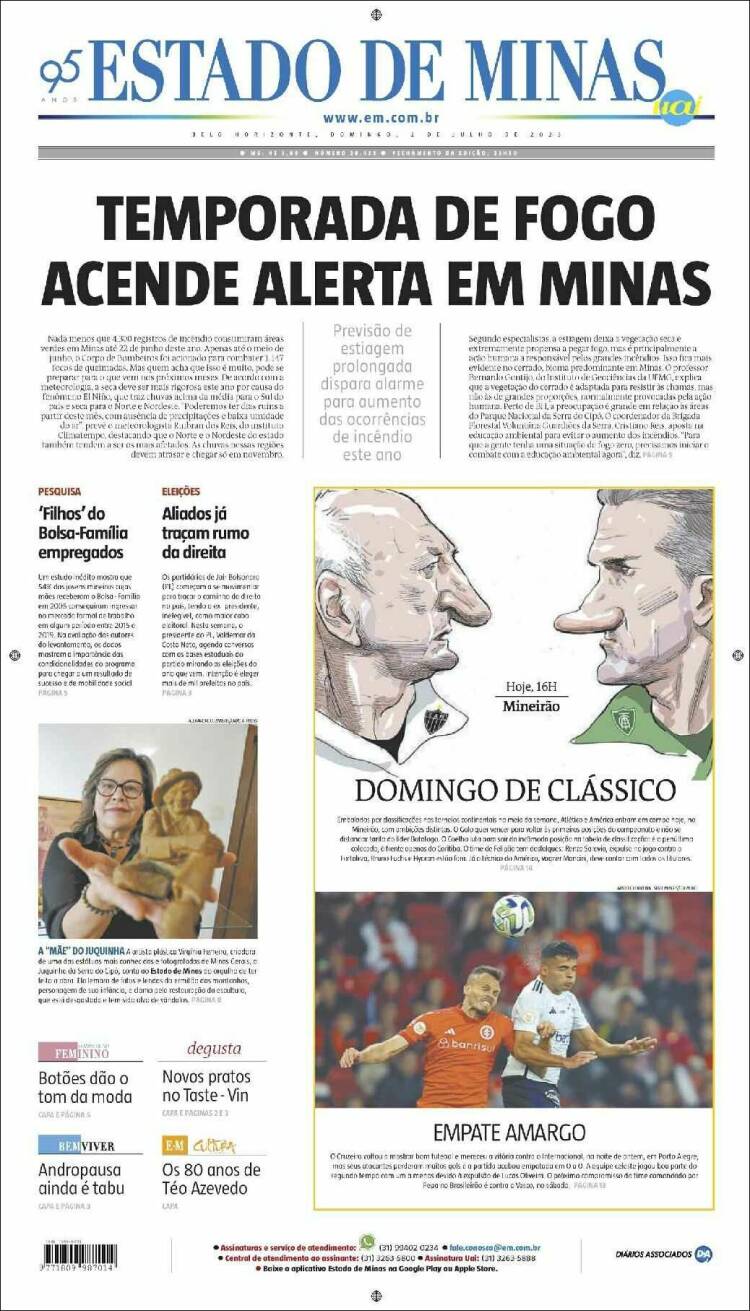 Portada de Jornal Estado de Minas (Brasil)