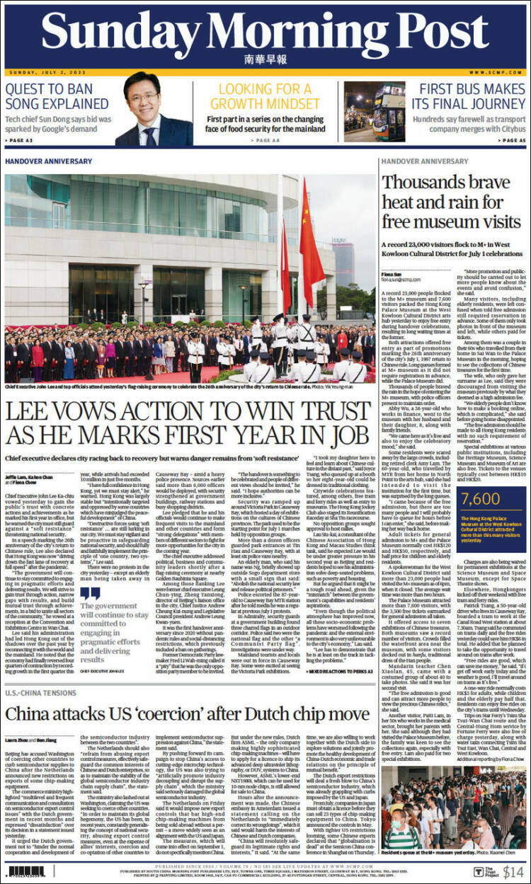 Portada de South China Morning Post (China)