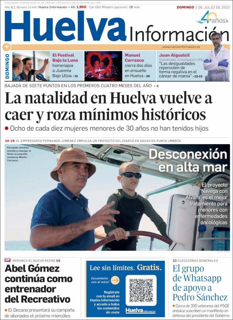 Portada de Huelva Información (España)