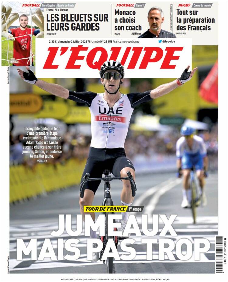 Portada de L'Equipe (Francia)