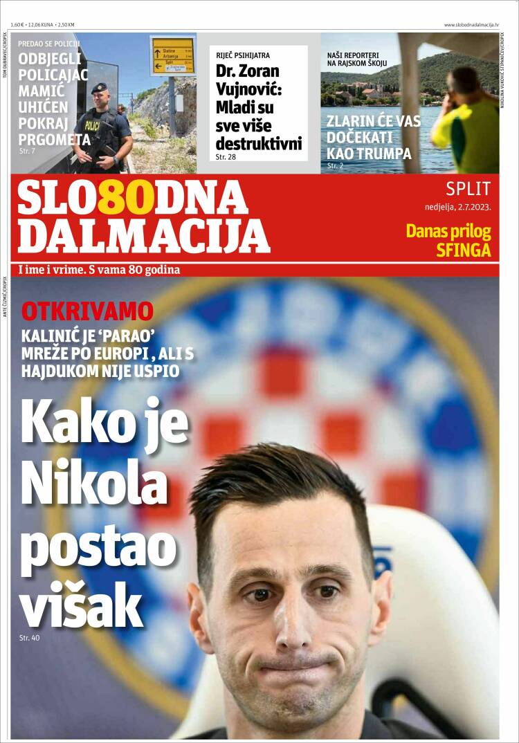 Portada de Slobodna Dalmacija (Croacia)