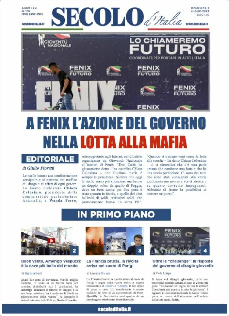 Portada de Secolo d'Italia (Italia)