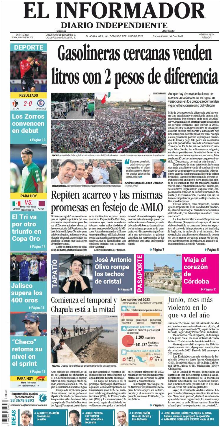 Portada de El Informador (México)