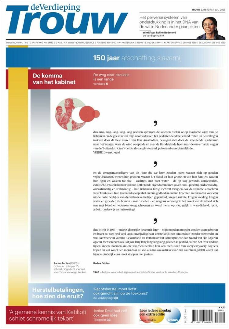 Portada de Trouw (Pa&iacute;ses Bajos)