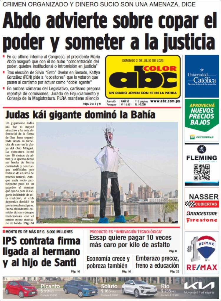 Portada de ABC Color (Paraguay)