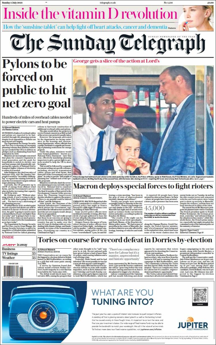 Portada de Daily Telegraph (Reino Unido)