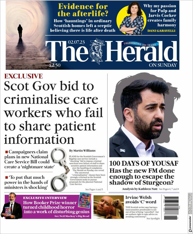 Portada de The Herald (Reino Unido)